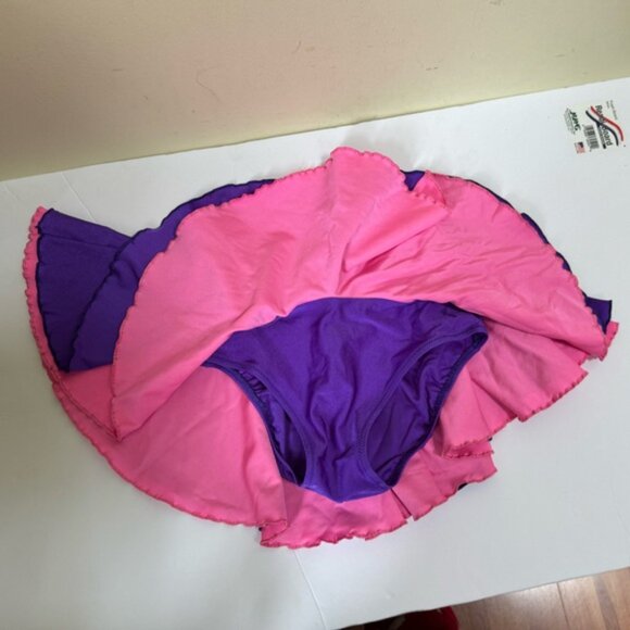 Figure Skating Boutique Double Georgette Skirt Stretch Purple Pink Ice Sports S - Picture 6 of 11